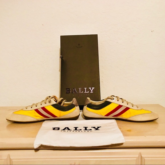 BALLY NEW W/BOX YELLOW SNEAKERS/CONTRAST ACCENTS 8 - Picture 2 of 8